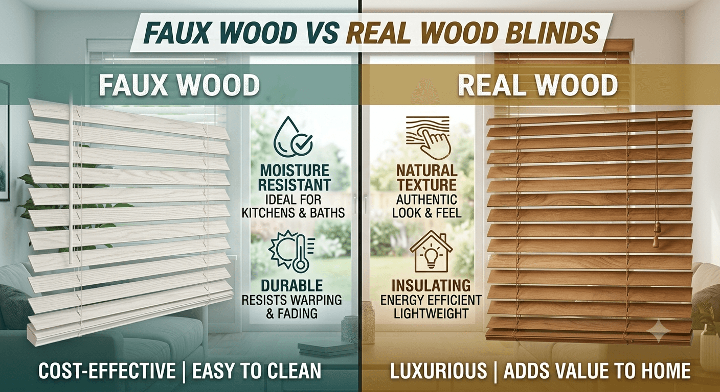 Faux Wood vs Real Wood Blinds: Which Option Is Right for Your Home?